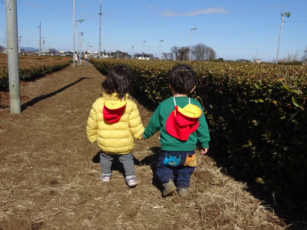 所沢市のあかね保育園の子どもたちが散歩に出かけている画像